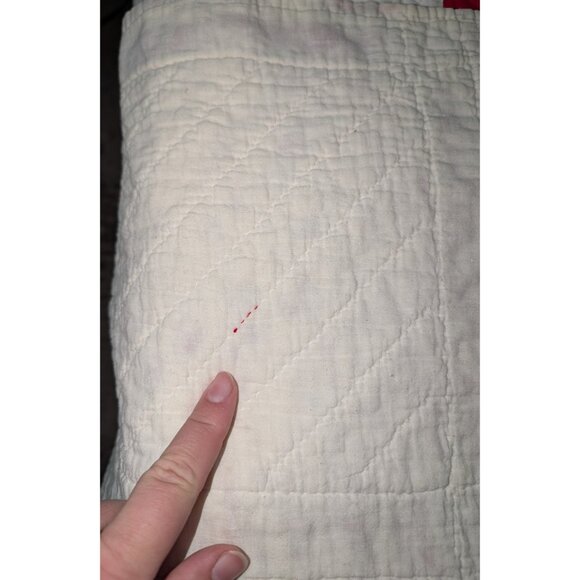 Redwork Colonial Embroidered Quilt Early 1900s Twin 83x67 Pioneer Hand quilted - Picture 8 of 16